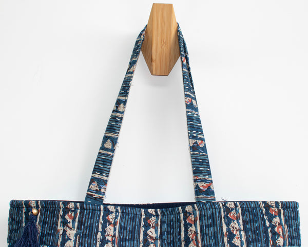 Hand Embroidered Indigo Tote