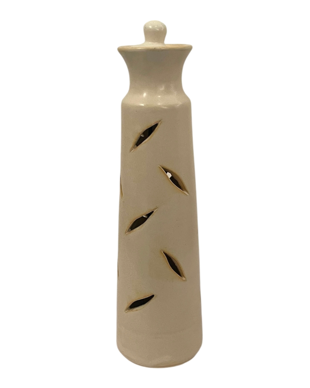 Tall Off White Incense Stick Holder- Leaves