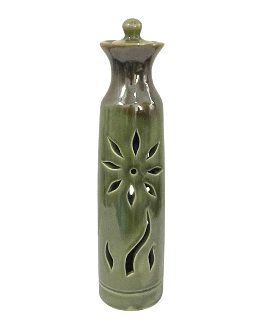 Tall Green Incense Stick Holder- Flower