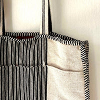 XL Handloom Cotton Tote- Black & White