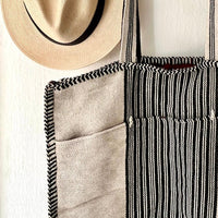 XL Handloom Cotton Tote- Black & White