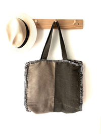XL Tote bag- Beige & Green