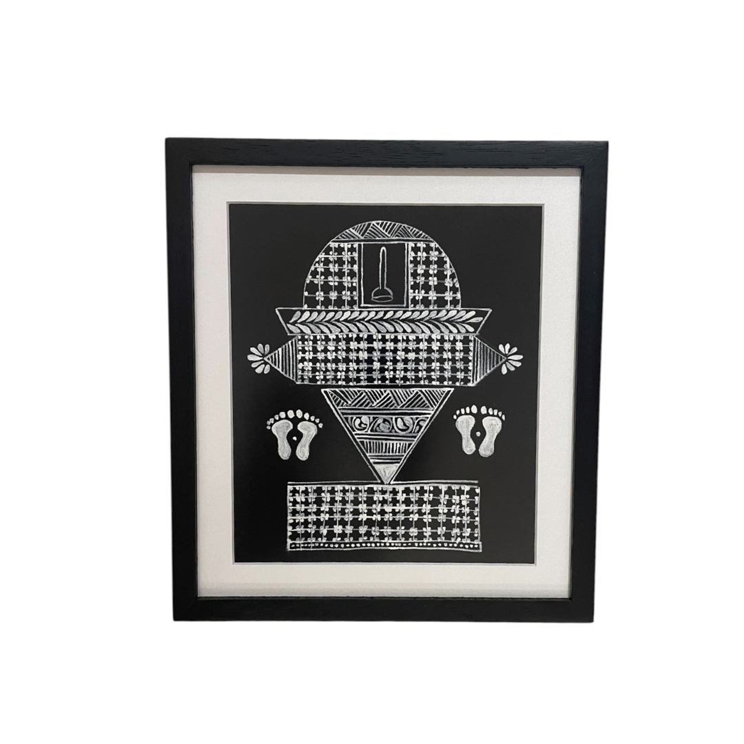 Aipan Painting 'Feet'-Black