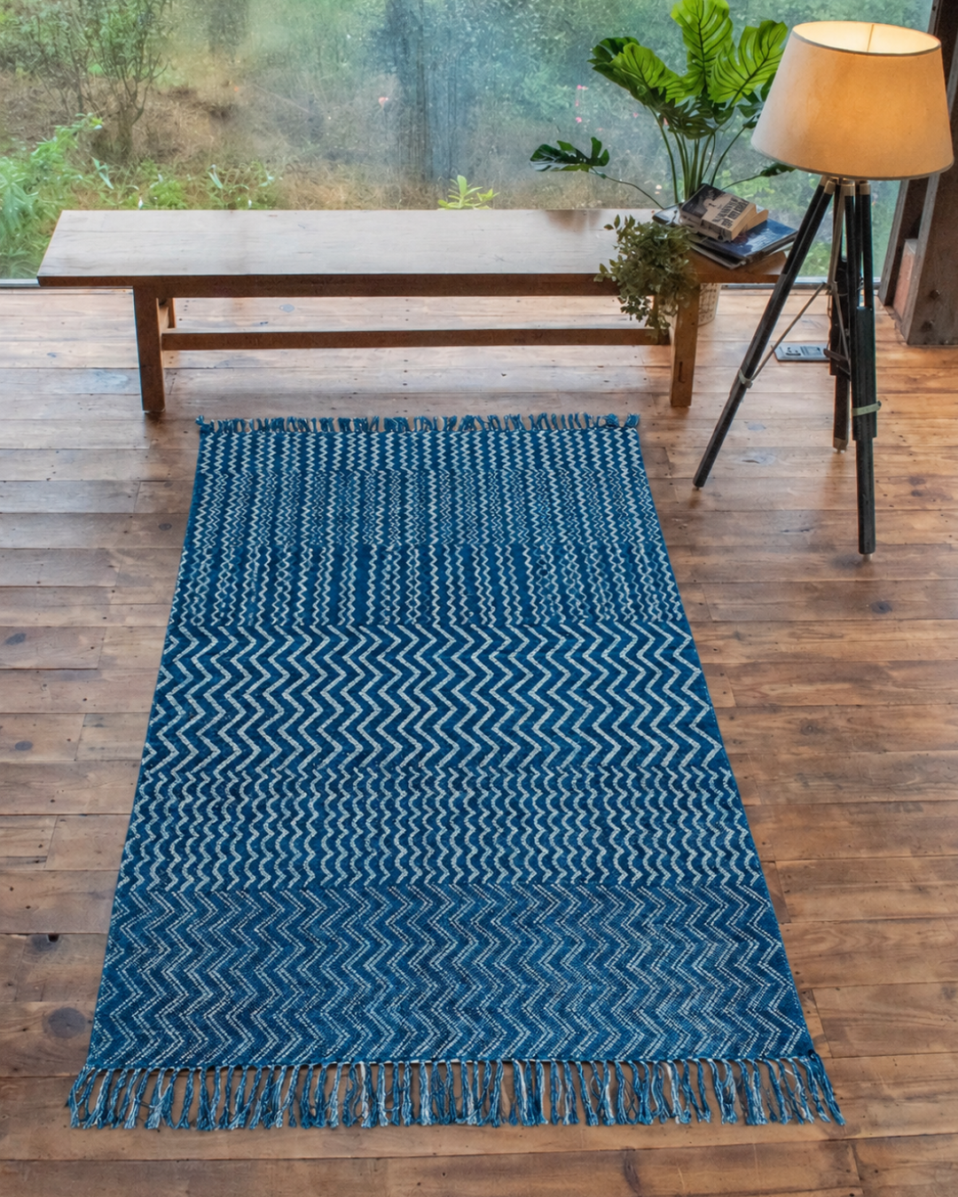 Multi Waves Indigo Rug