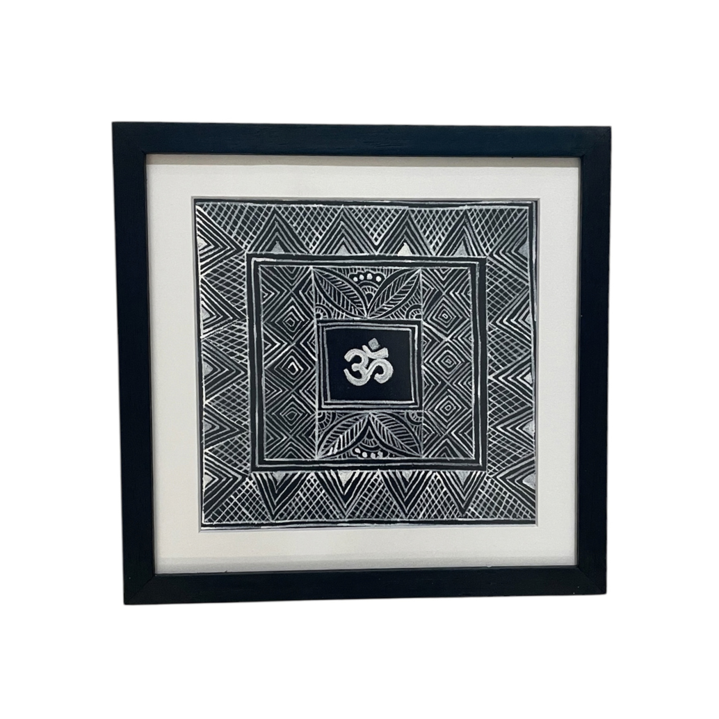 Aipan Painting 'Om'- Deep Blue