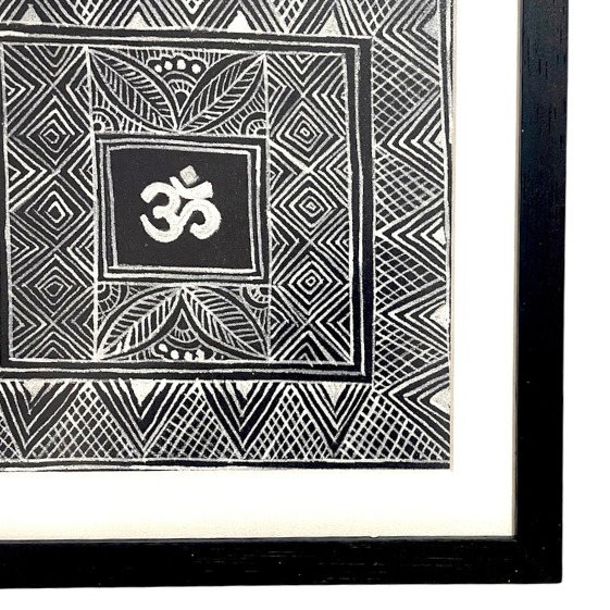 Aipan Painting 'Om'- Deep Blue