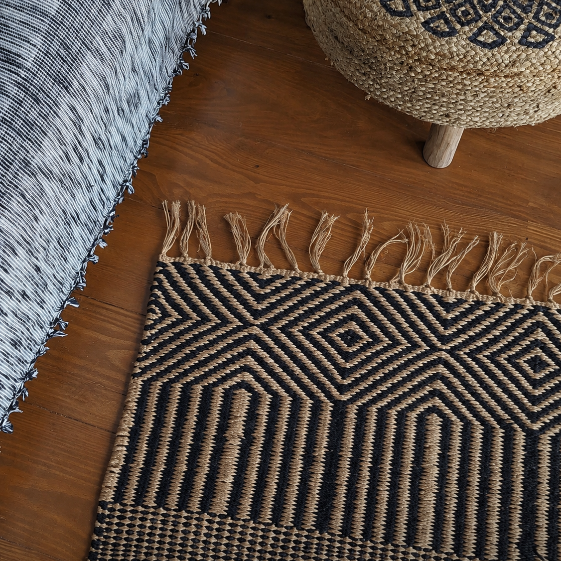 Black & Natural Jute Entryway Rug