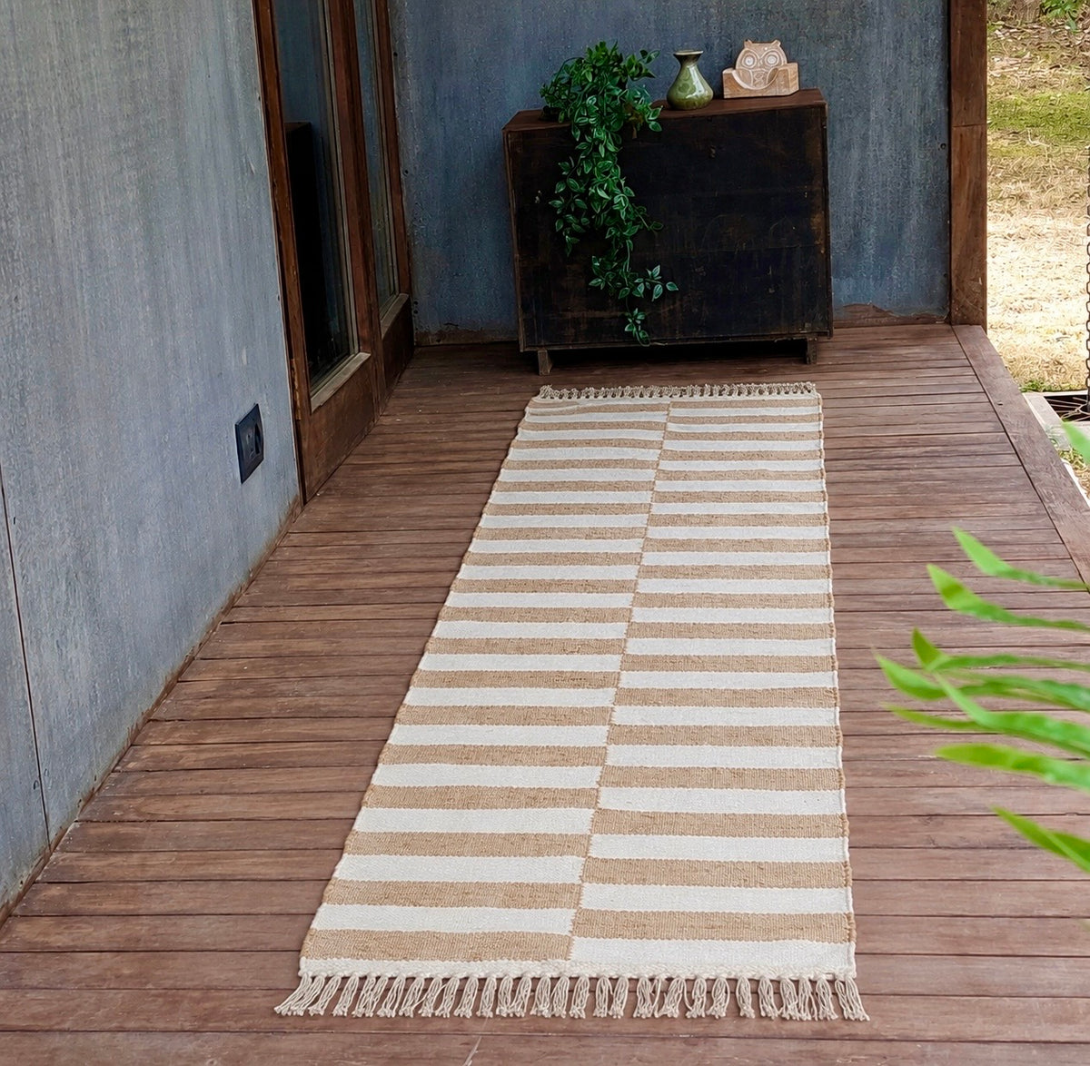 Sahara Stripe Cotton & Jute Runner Rug