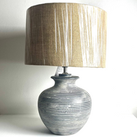 Round Gray Whitewash Table lamp