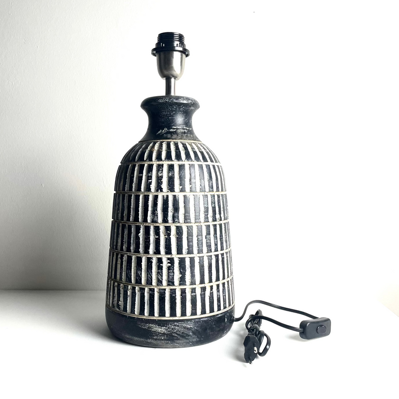 Black Whitewash Table Lamp