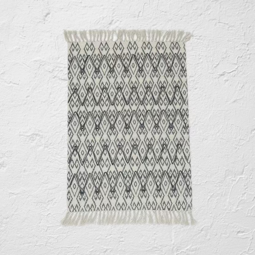 Embroidered Cotton Entryway Rug