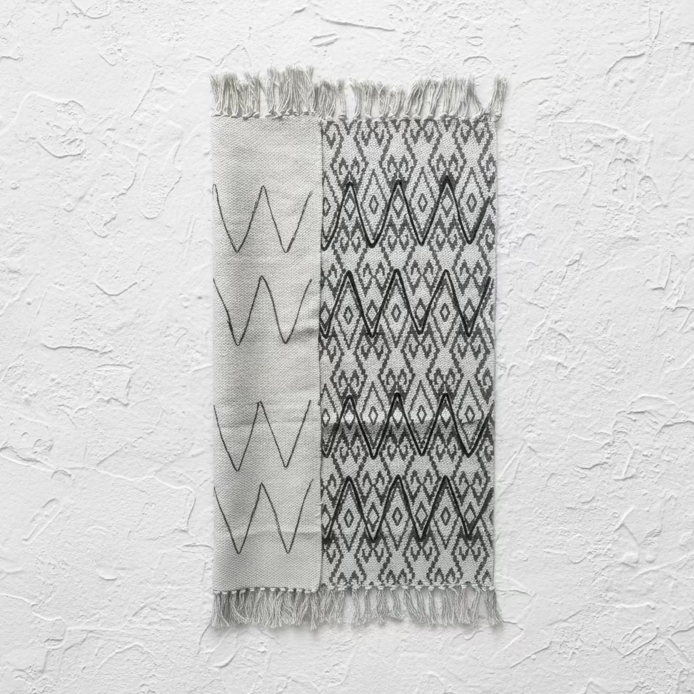 Embroidered Cotton Entryway Rug
