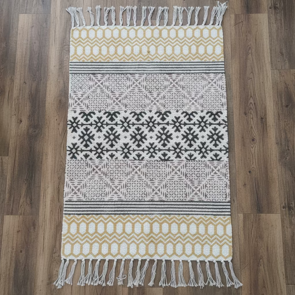 Block Printed Entryway Rug- Double sided