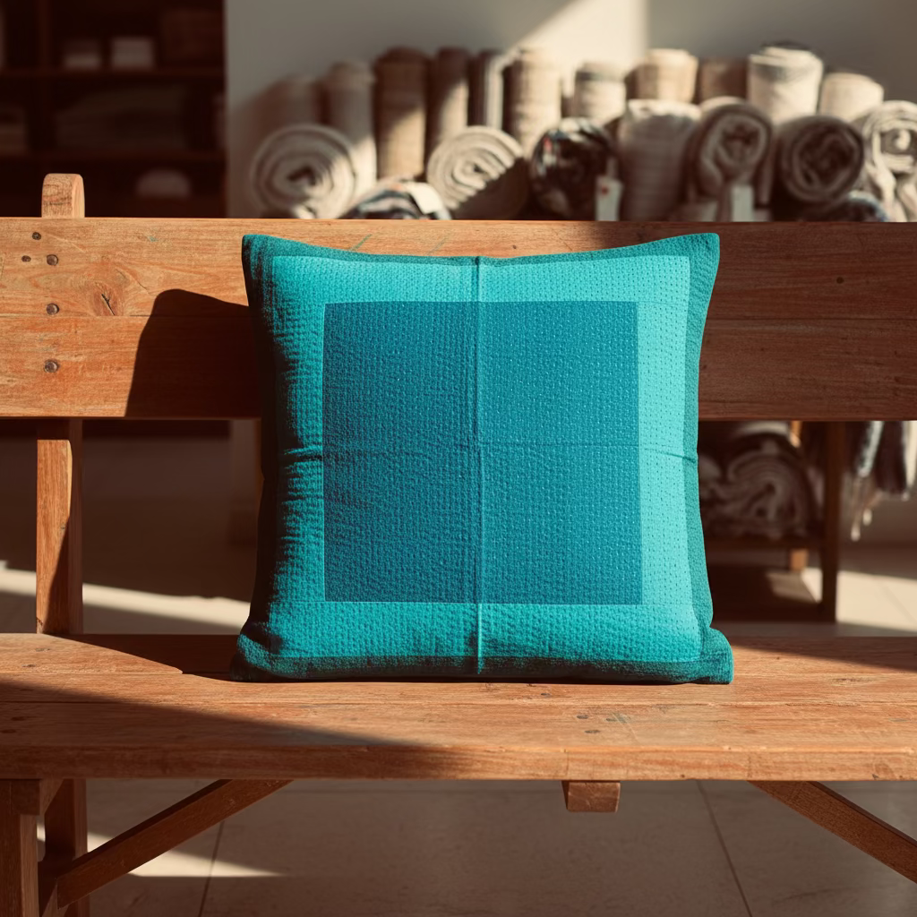 Lagoon Kantha Cushion