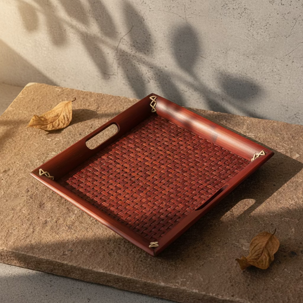 Bamboo Tray - Maroon