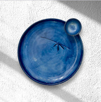 Chip & Dip Platter-Blue with Leaf