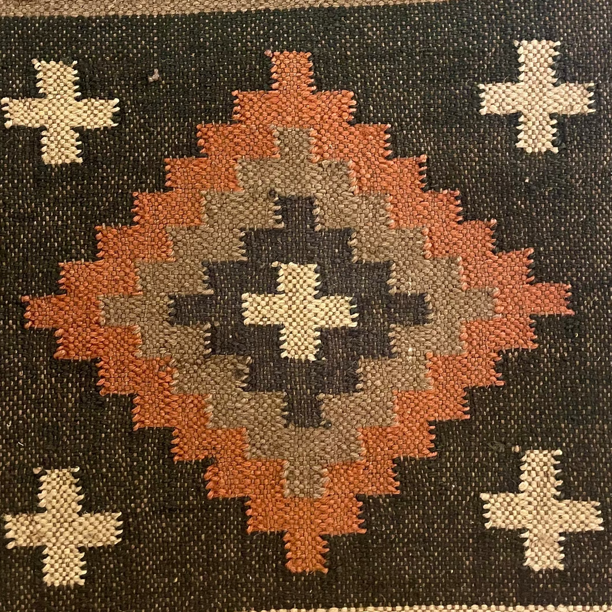 Rust Brown Wool Jute Entryway Rug