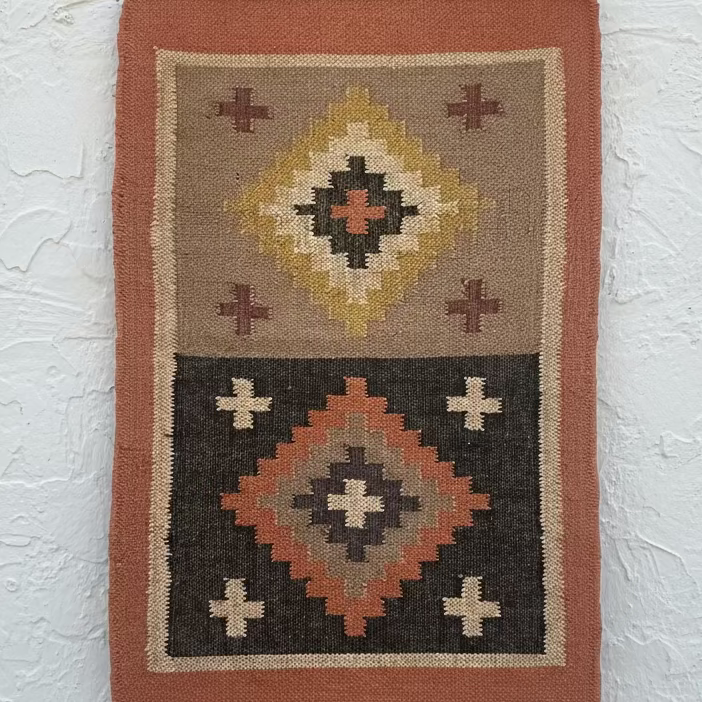 Rust Brown Wool Jute Entryway Rug