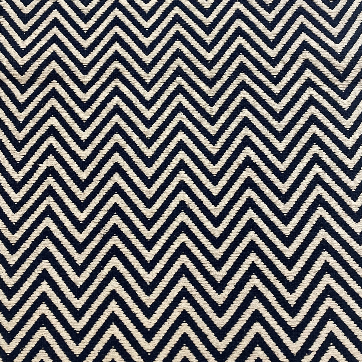 Navy Blue & White Cotton Entryway Rug