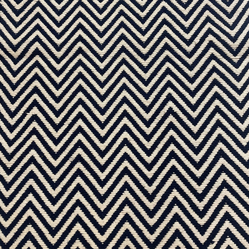 Navy Blue & White Cotton Entryway Rug