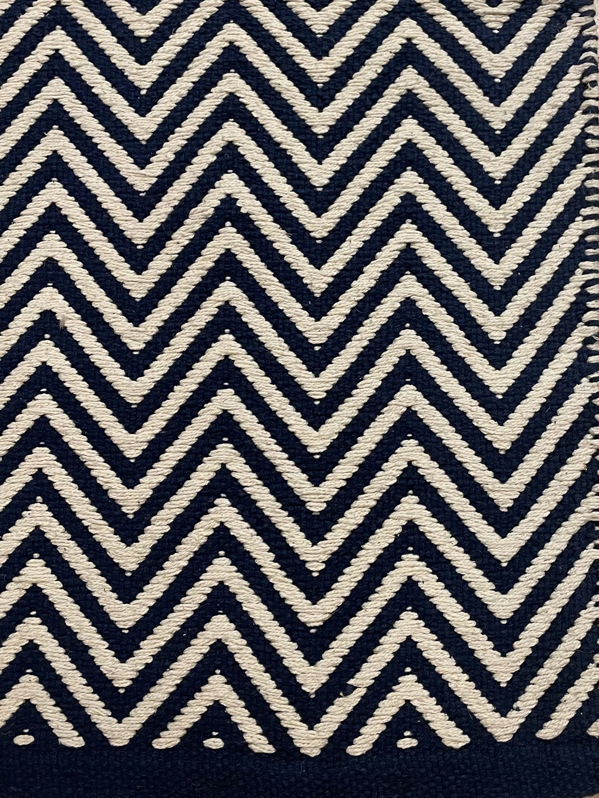 Navy Blue & White Cotton Entryway Rug