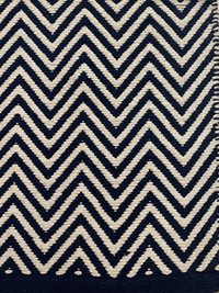 Navy Blue & White Cotton Entryway Rug