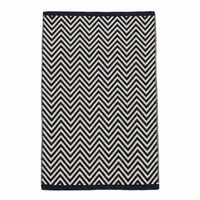 Navy Blue & White Cotton Entryway Rug