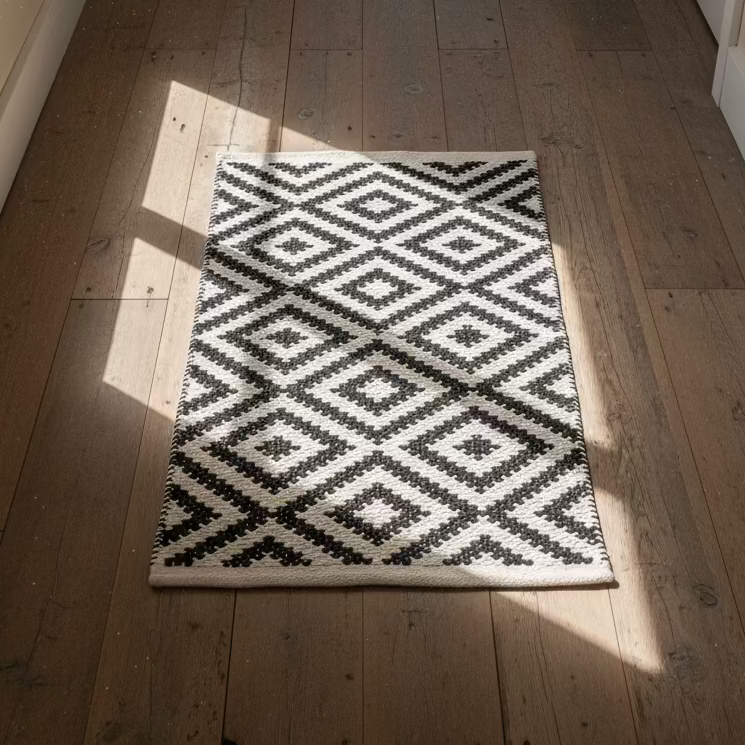 Black & White Cotton Entryway Rug