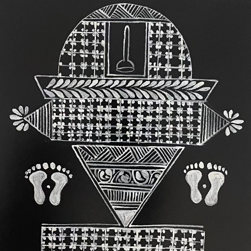 Aipan Painting 'Feet'-Black