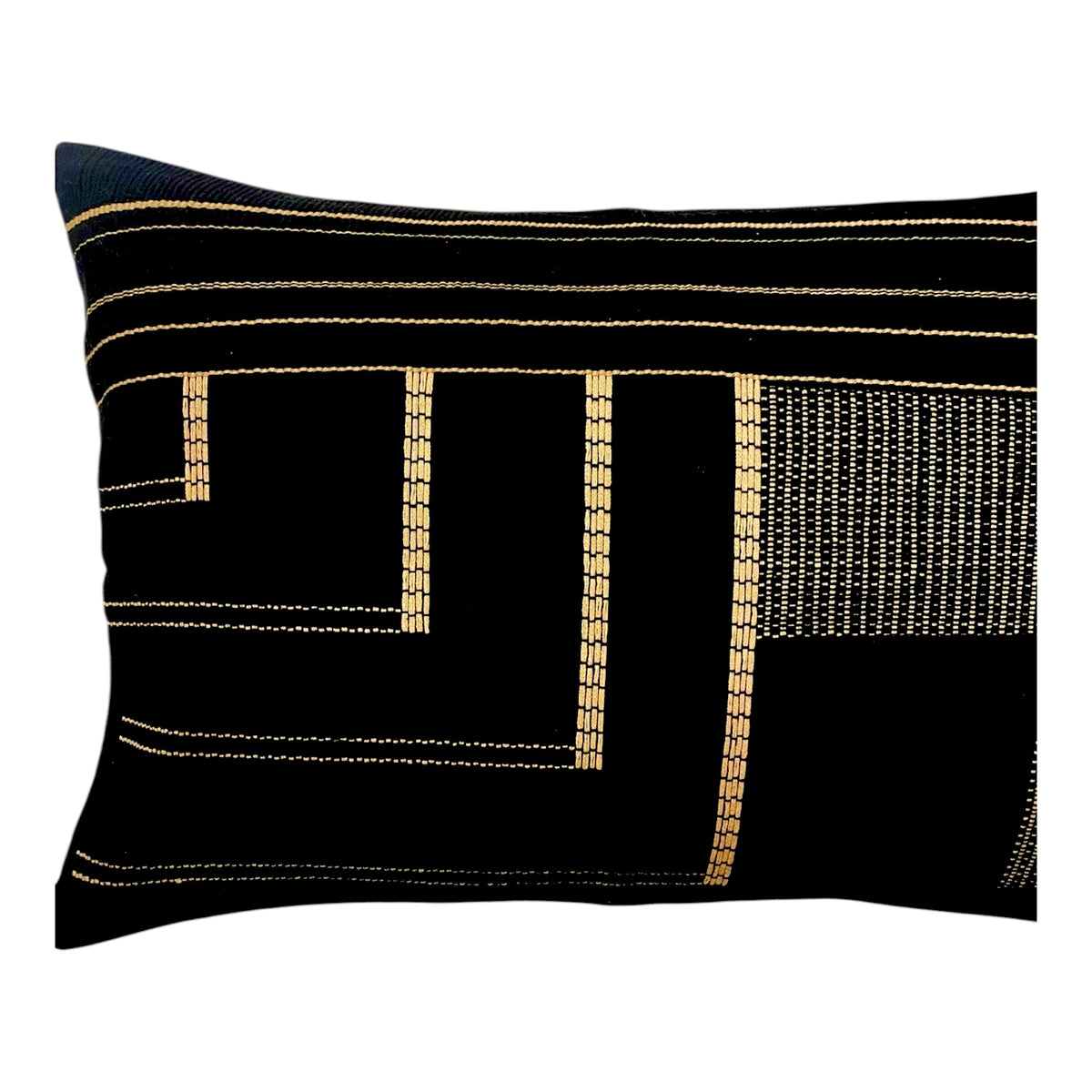 Black & golden yellow Cushion Cover - Lumbar Big