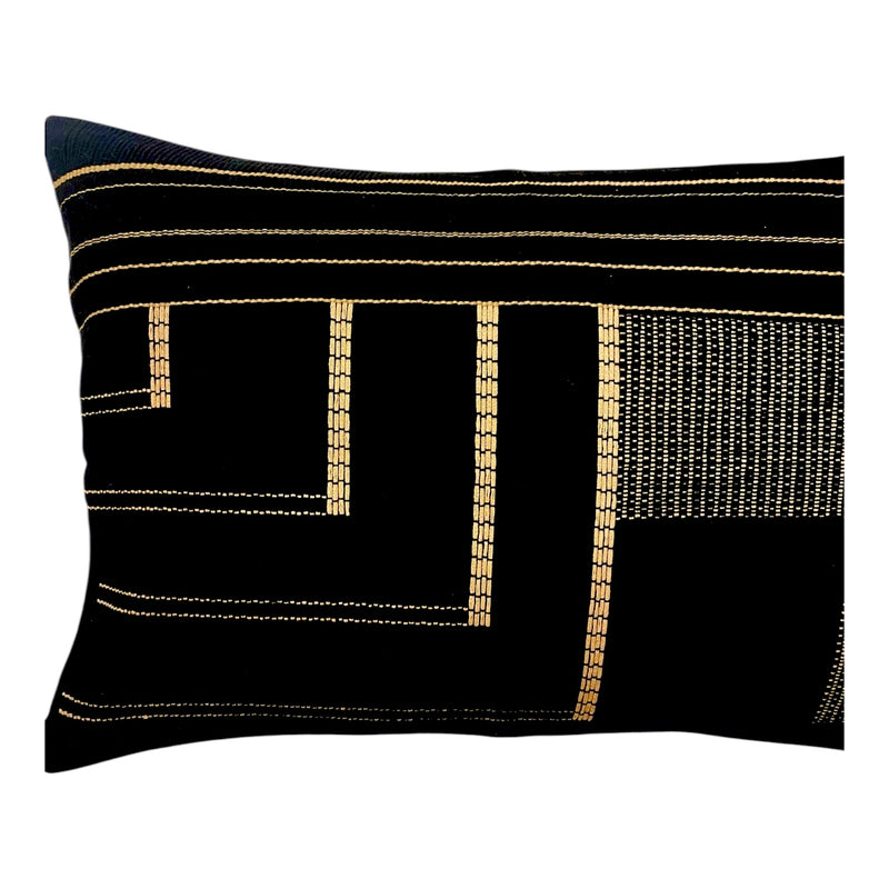Black & golden yellow Cushion Cover - Lumbar Big