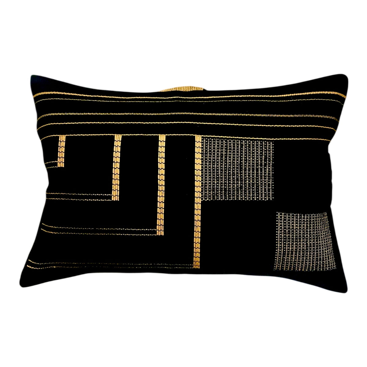 Black & golden yellow Cushion Cover - Lumbar Big