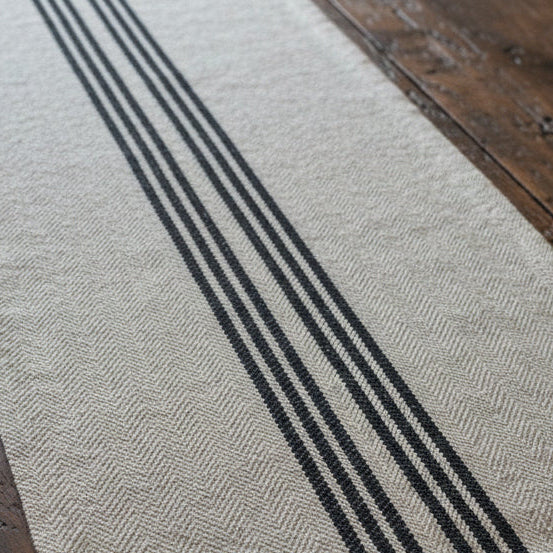 Black Stripe Linen Table Runner