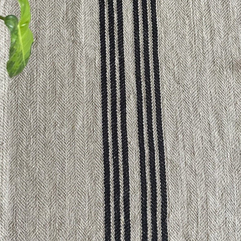 Black Stripe Linen Table Runner