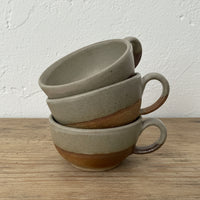 Oval Matte Brown/Blue Ceramic Cup