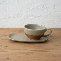 Oval Matte Brown/Blue Ceramic Cup