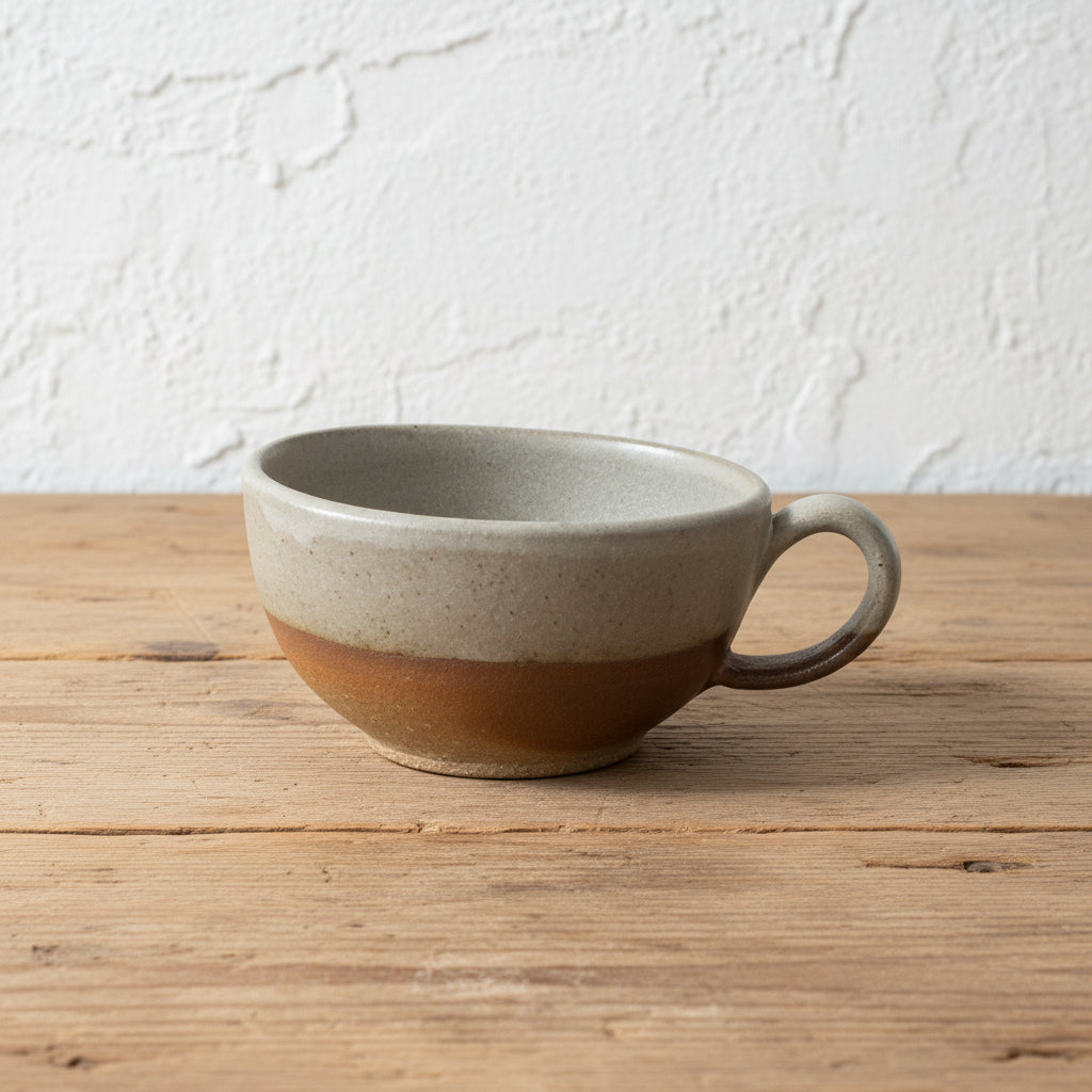 Oval Matte Brown/Blue Ceramic Cup