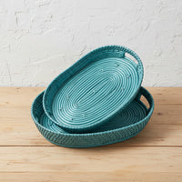 Cane Basket in Fresh Mint Blue- Large