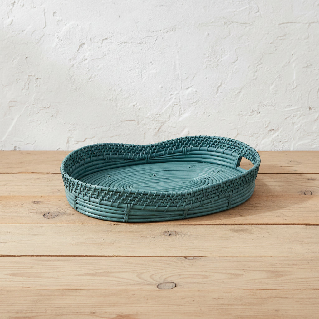 Cane Basket in Fresh Mint Blue- Large