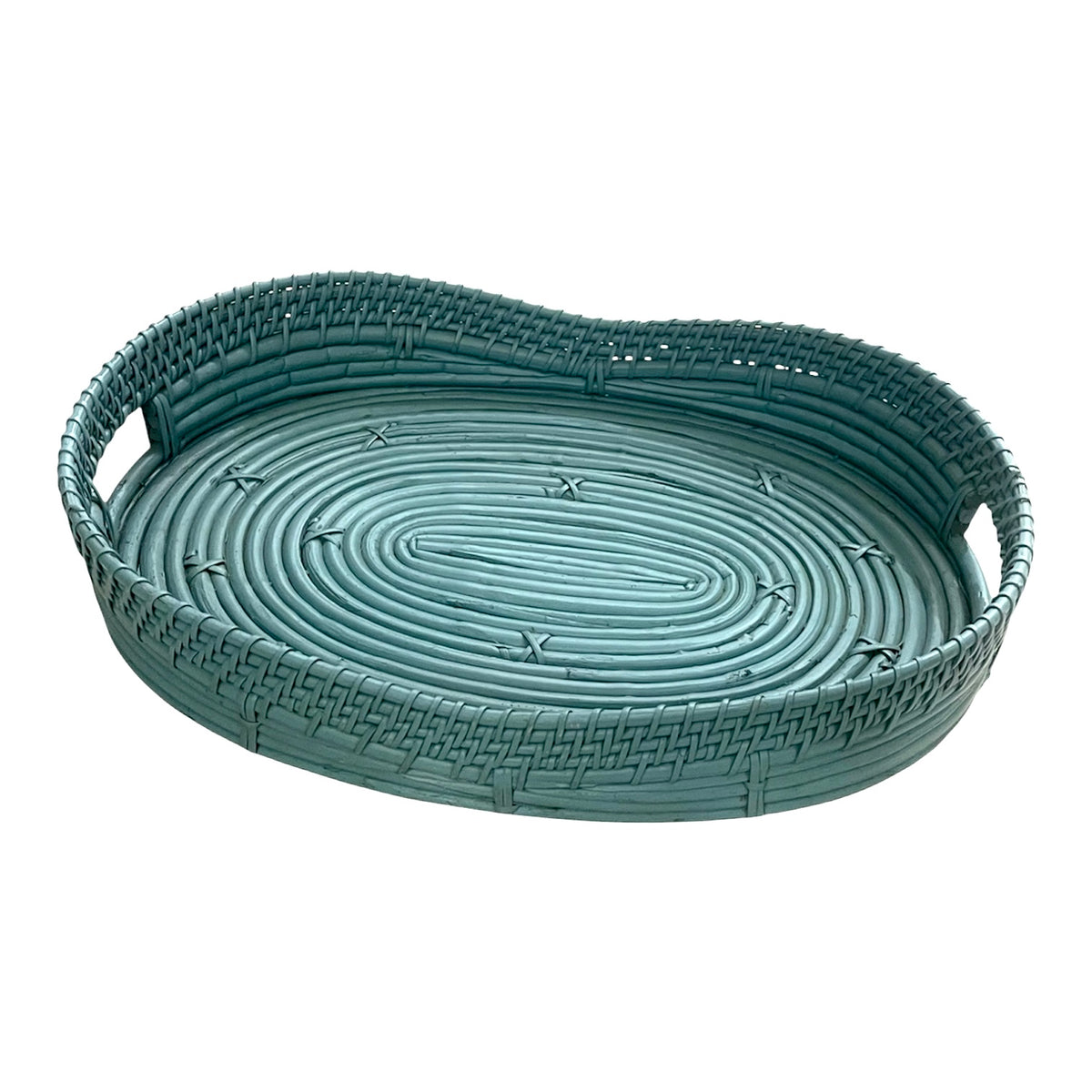 Cane Basket in Fresh Mint Blue- Large