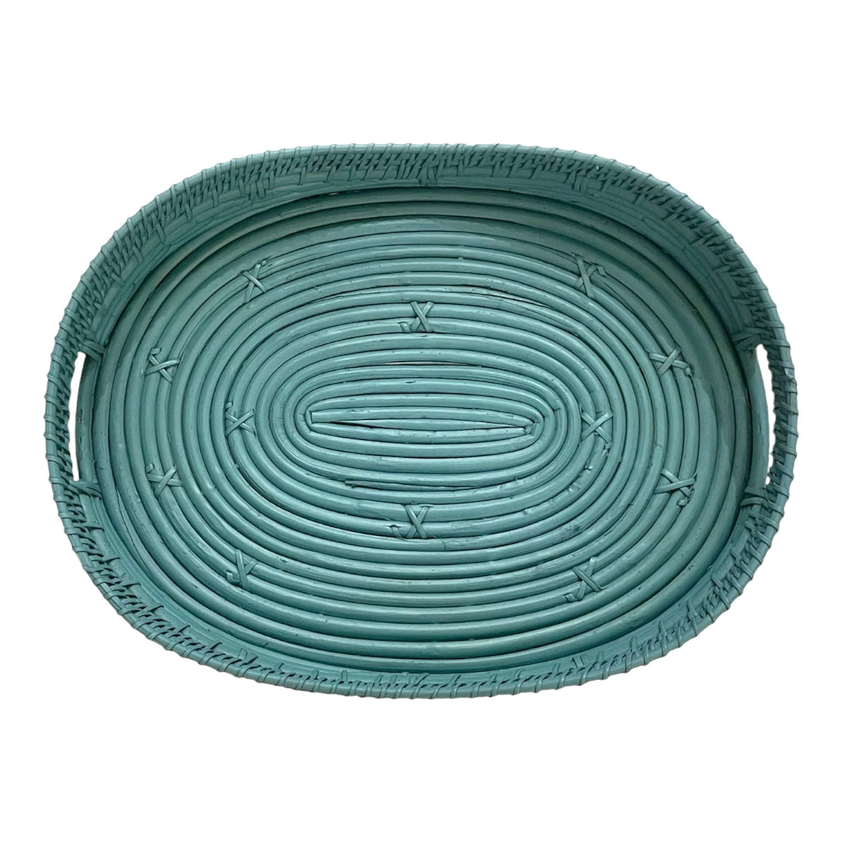 Cane Basket in Fresh Mint Blue- Large