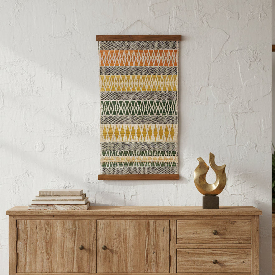 Bamboo & Loin Loom Wall Hanging- Pattern 08