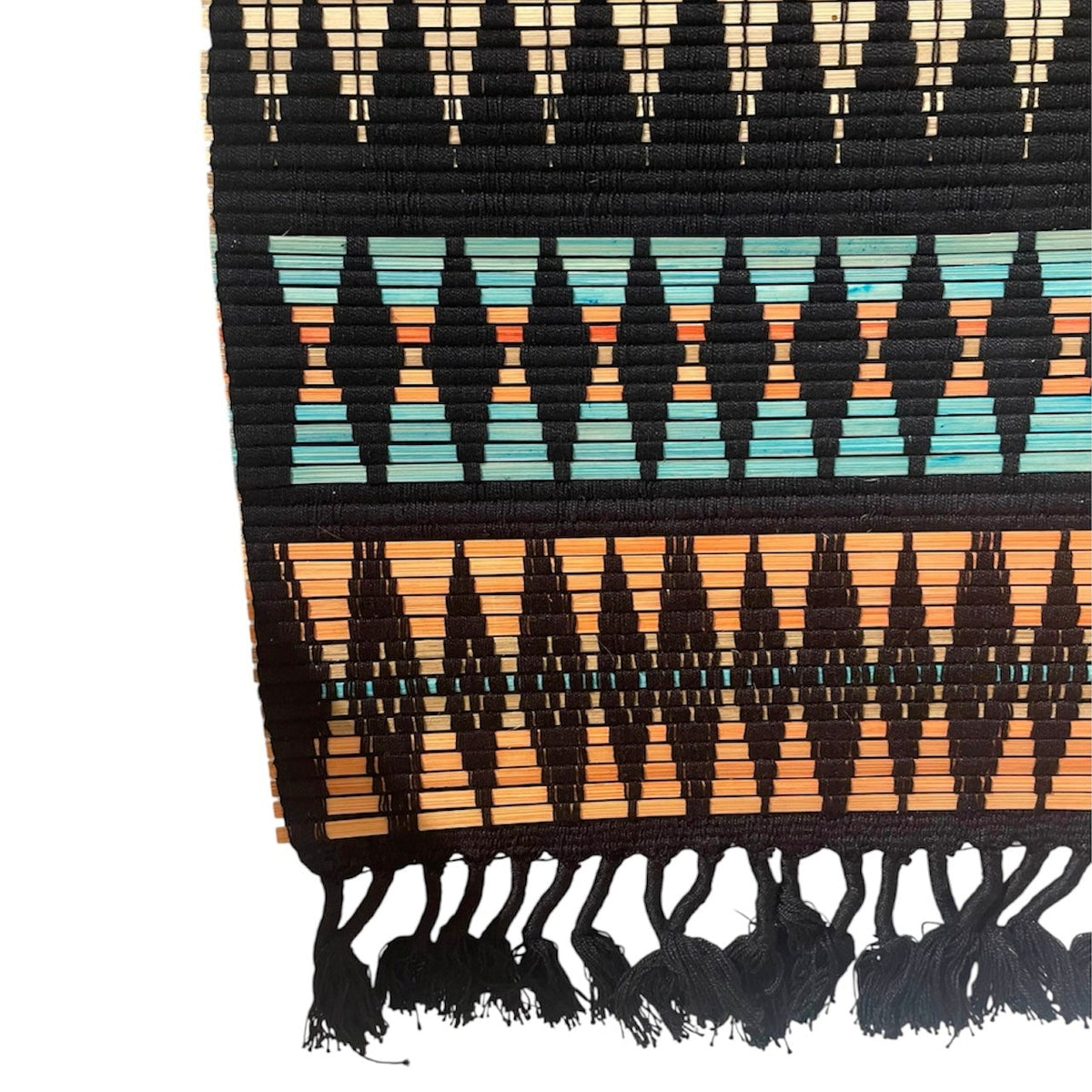 Bamboo & Loin Loom Wall Hanging- Pattern in Black