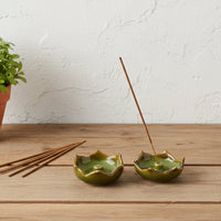 Lotus Ceramic Incense Holder- Green