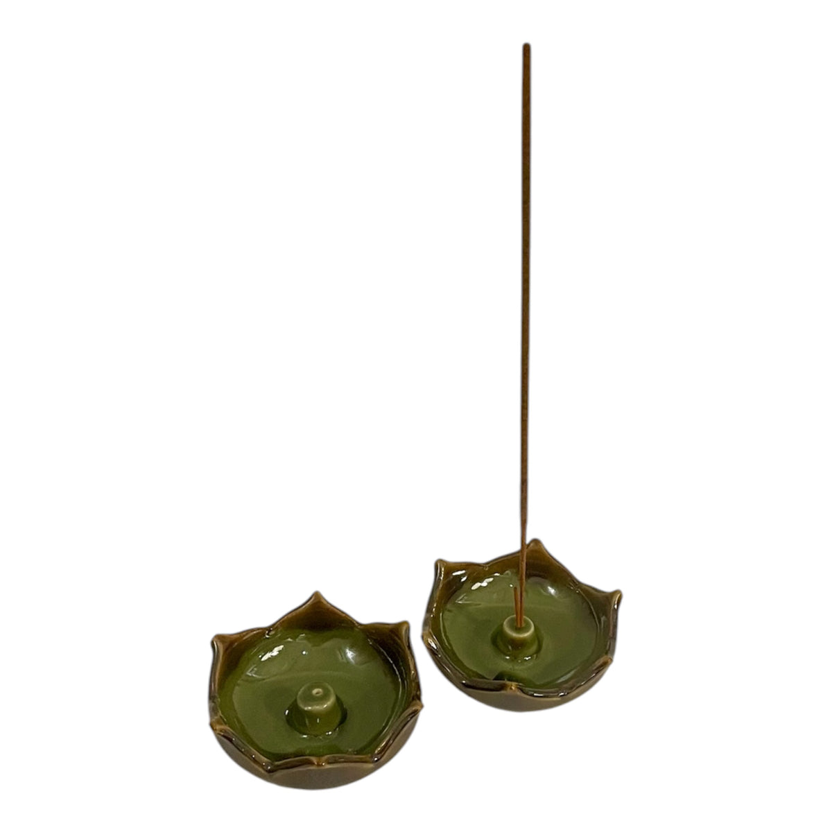 Lotus Ceramic Incense Holder- Green