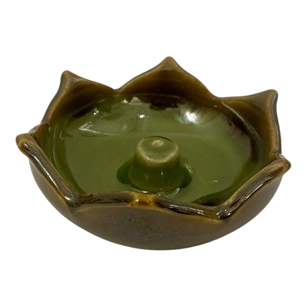 Lotus Ceramic Incense Holder- Green
