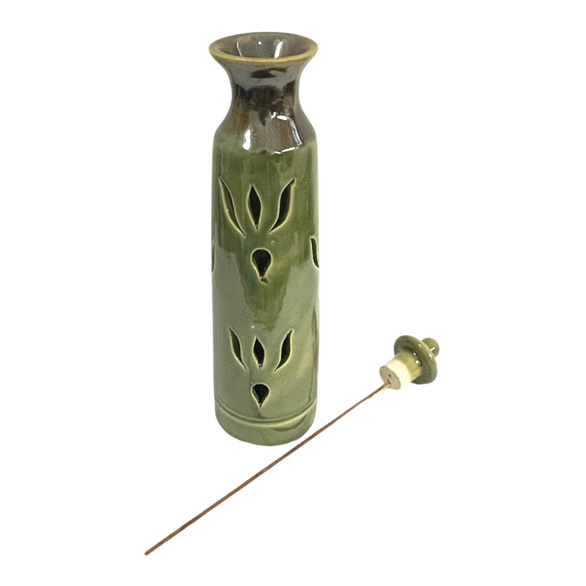 Tall Green Incense Stick Holder- Abstract