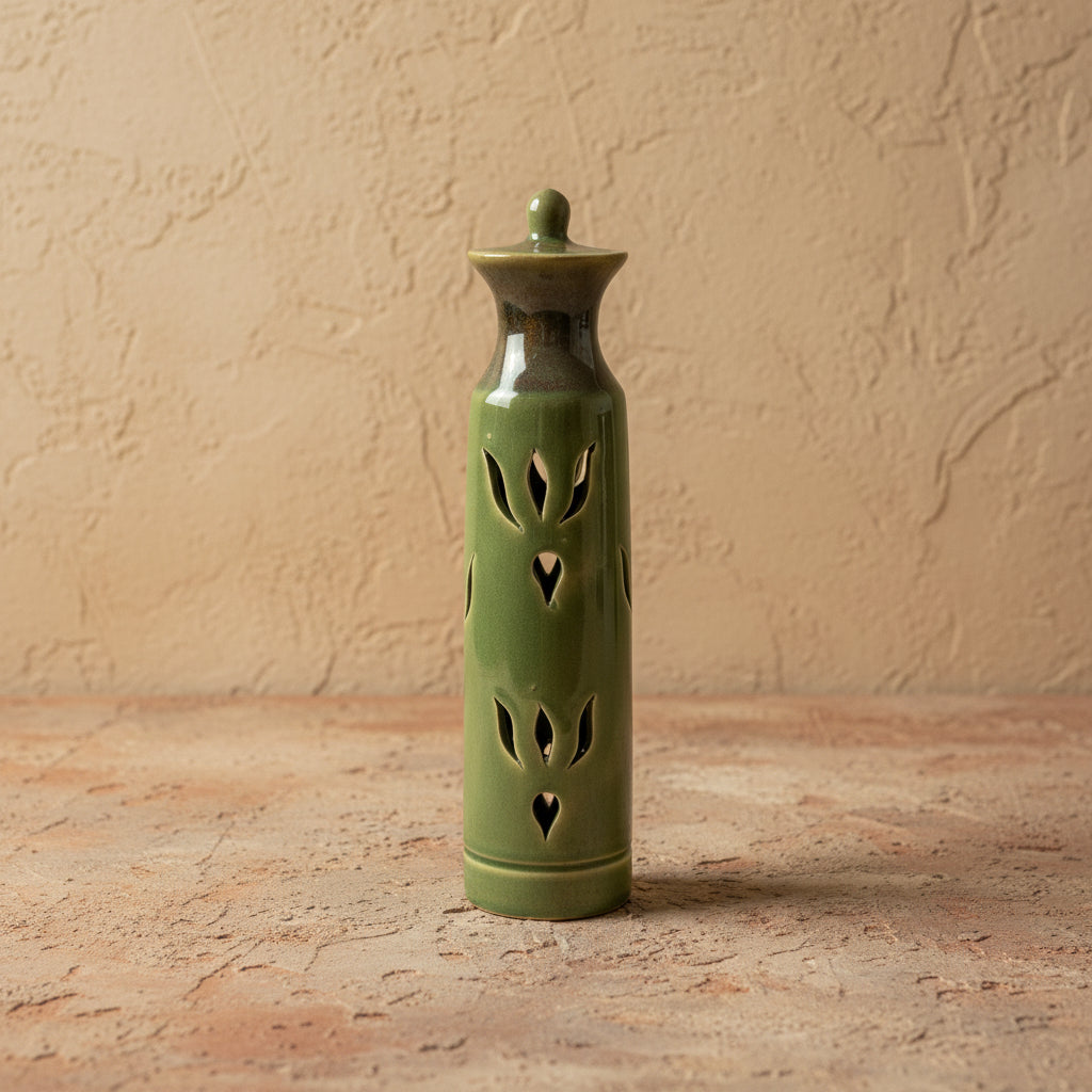 Tall Green Incense Stick Holder- Abstract