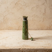 Tall Green Incense Stick Holder- Leaves