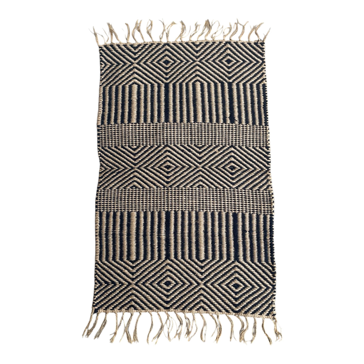 Black & Natural Jute Entryway Rug
